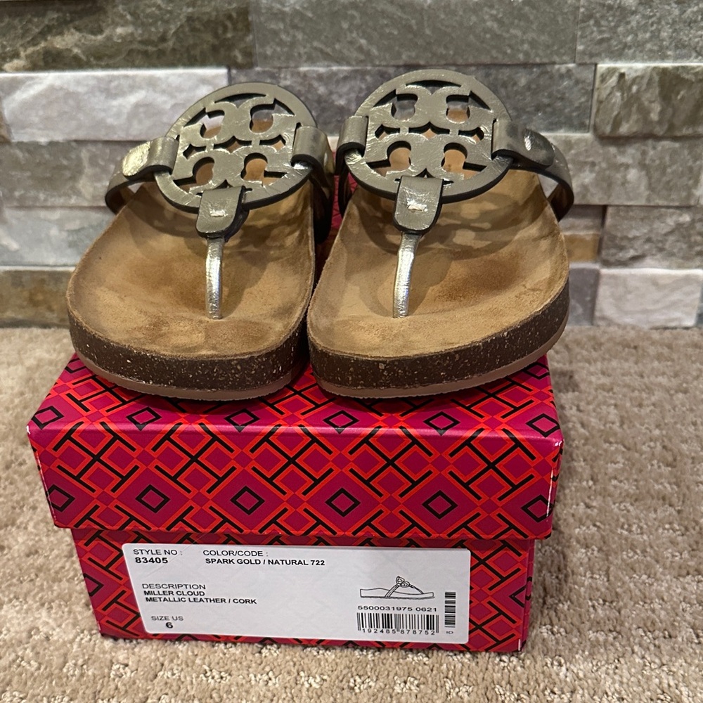 Tory Burch Gold Metallic Sandals size 6